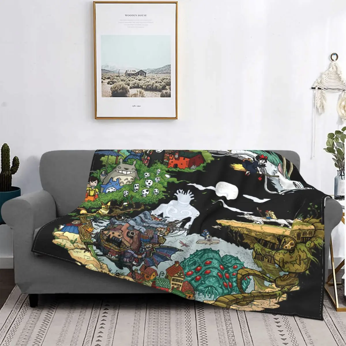 

Плед Totoro для студийной съемки, покрывало Миядзаки Хаяо, клетчатый плед для кровати, покрывало для пикника