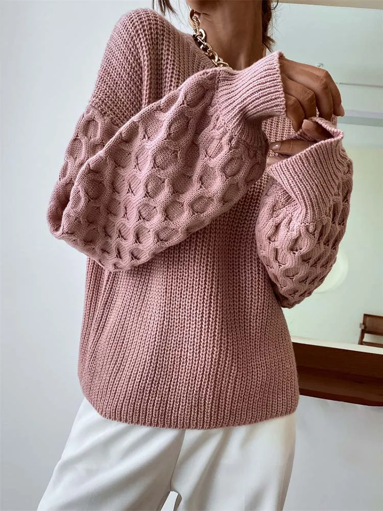

Elegant Retro Vintage Women Pullover Sweater Autumn Winter Knitted Casual Solid Jumper Tops Fashion Loose Long Sleeve Knitwear