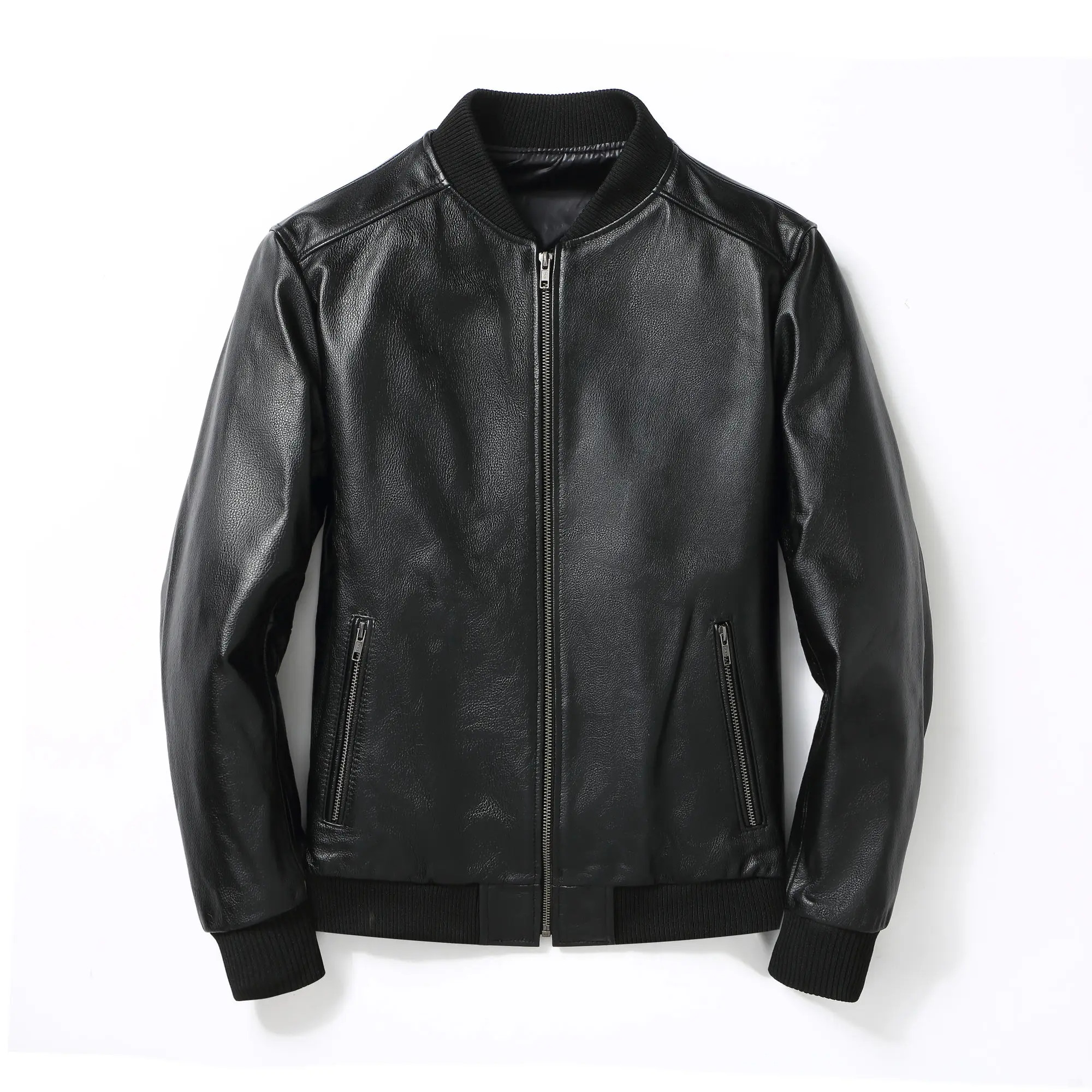 

И Новинка весна-осень Черная мужская бейсбольная форма с воротником-стойкой короткая летная кожаная куртка ВВС Повседневная