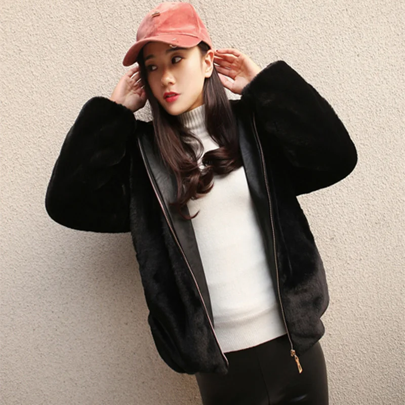 Winter Jacket Women 2022 New Faux Mink Fur Coat Casual Long Overcoat Turn Down Collar Warm Jacket Zippered Padded Hoodie