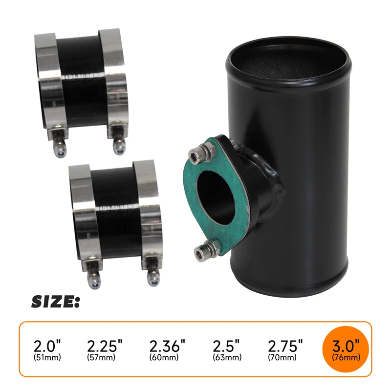 

Blow Off Valve 2.0"/2.25"/2.36"/2.5"/2.75"/3.0" Flange Adapter Pipe Hose Clamps Kit Fits for Greddy RZ RS S Type