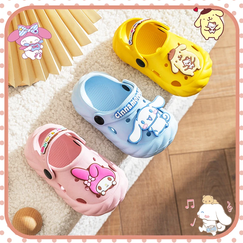 

Kawaii Kids Croc Sanrioed Summer Soft Home Outside Cartoon Slippers Sandal Anime My Melody Cinnamoroll Hello Kitty Girls Gifts