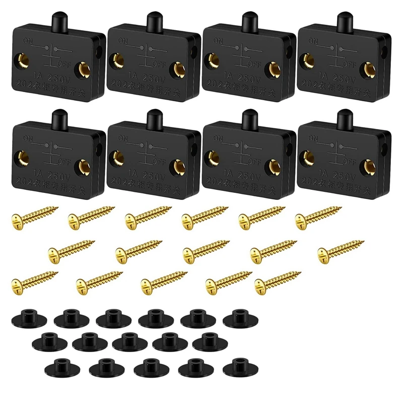 

HLZS-16 Pieces Cabinet Lamp Switch Automatic Door Switch Contact Switch For Wardrobe Applicable To 12V 24V 110V(Black)