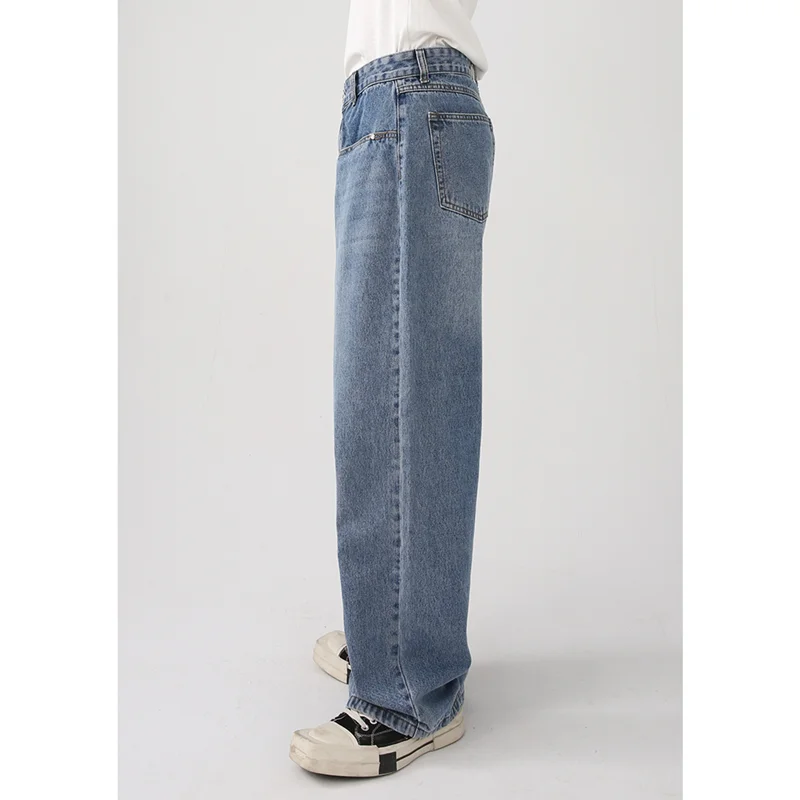 Streetwear Men 2022 New Vintage Sagging Sensation Recreational Blue Jeans Loose Versatile Sense of Design Trousers Autumn Female