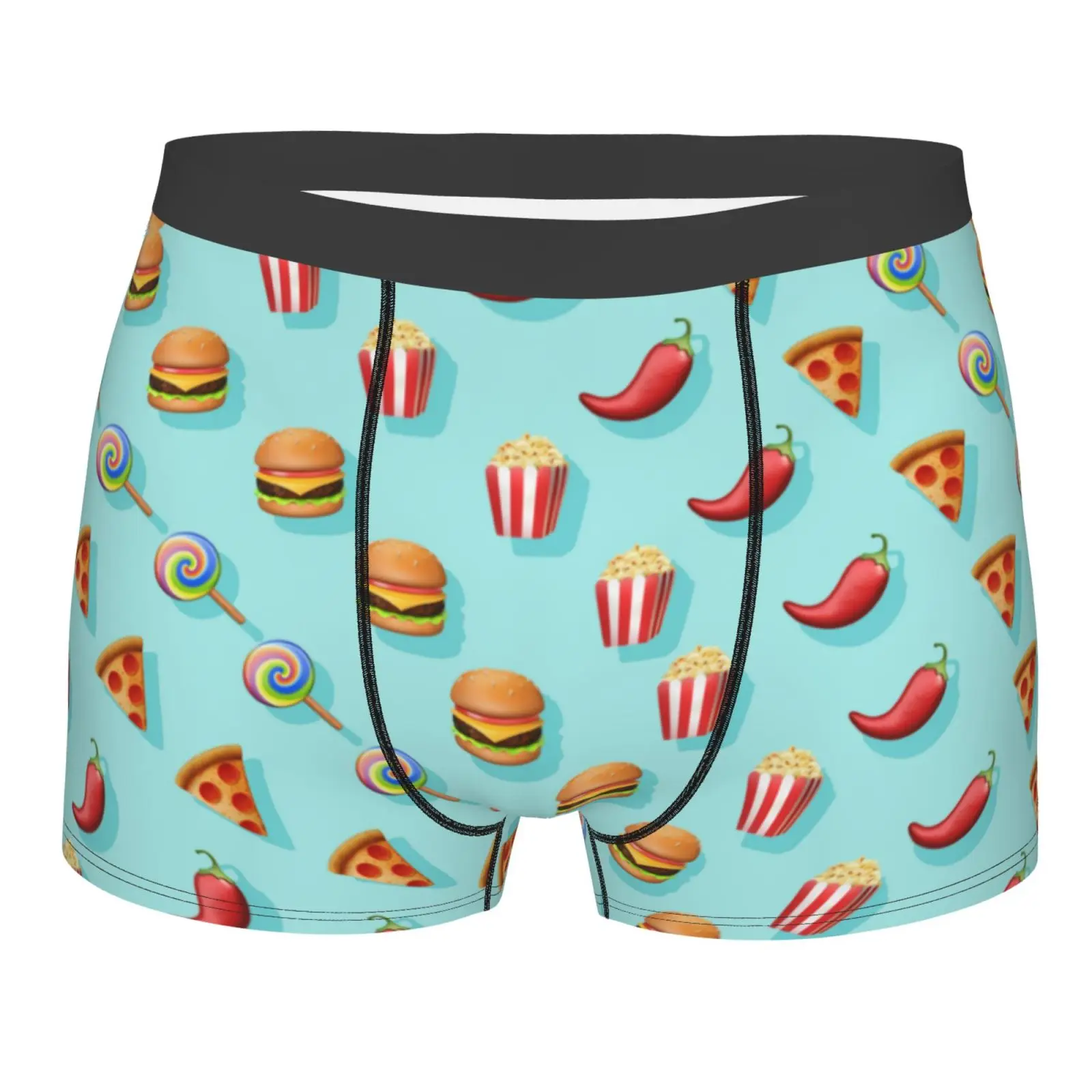 

Junkfood Hamburger Pizza Male Underpants Double Sides Printed Soft Breathable Machine Wash Polyester Print Hombre Soft