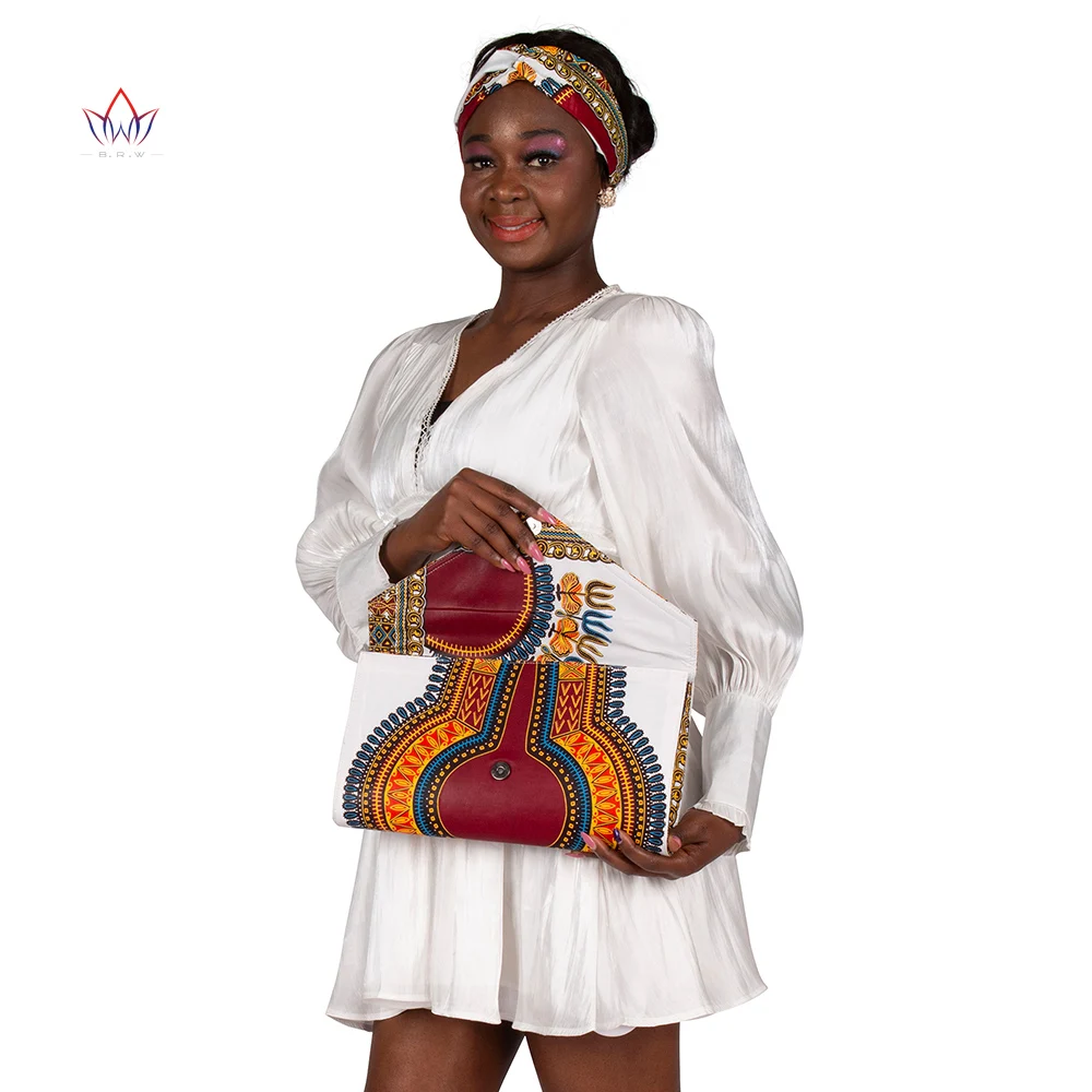 

2023 African Jewelry Set For Women Headscarf & Handbag Ankara Wax Fabric Handmade Jewelry Set Classic Trend Ladies WYB382+WYB362