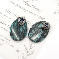 natural stone drop shape hainan pine pendant inlaid diamond devils eye jewelry diy making necklace earring charms accessories