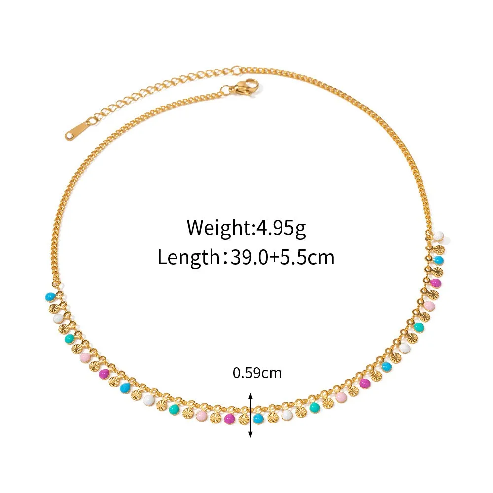 Ожерелье из нержавеющей стали 316L с разноцветными капающими масляными кисточками