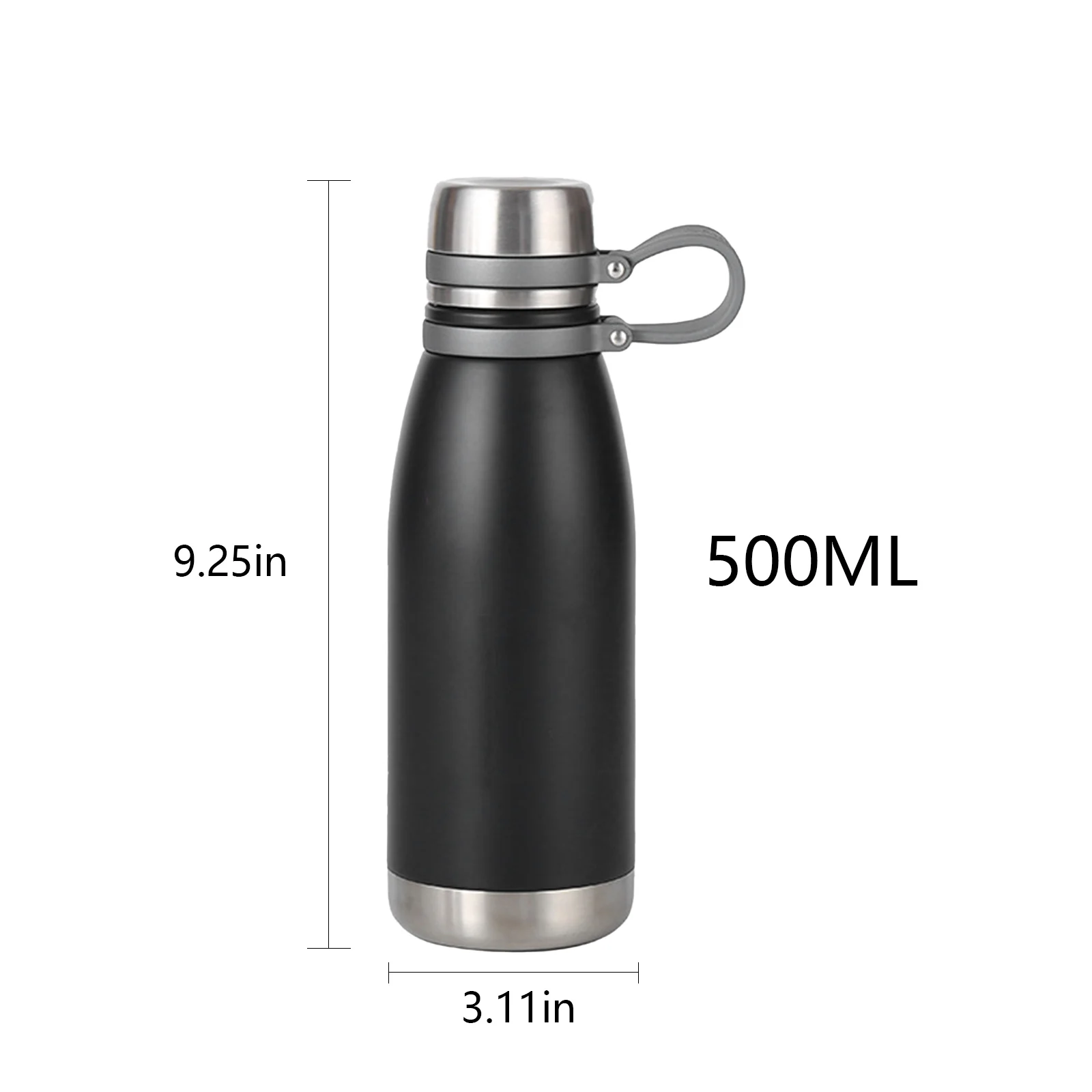 

Kettle Water Bottle Picnics Camping Double Layer Size 23x8x8CM Stainless Steel 500ML 600ML For Running Cycling