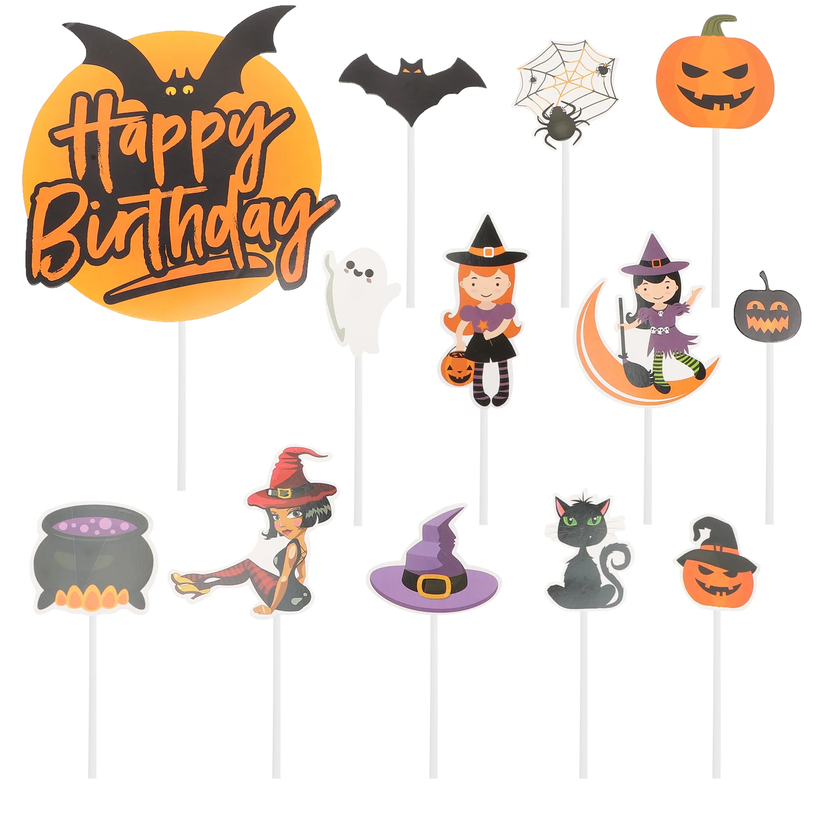 

Cupcake Picksdecoration Happy Cat Decorations Pumpkin Toothpicks Decor Birthday Fruit Witch Ghost Party Toppers Appetizer Donut