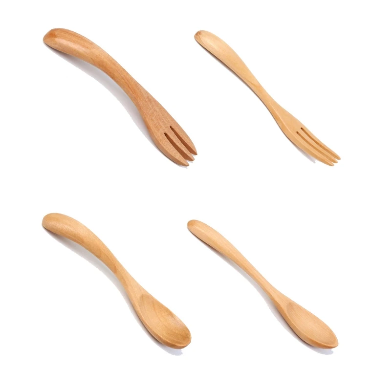 Wooden Spoon/Fork Tablewares Coffee Spoon/Forks Cartoon Japan Style Handmade  Spoon/Fork Kitchen Accessories 4 Styles