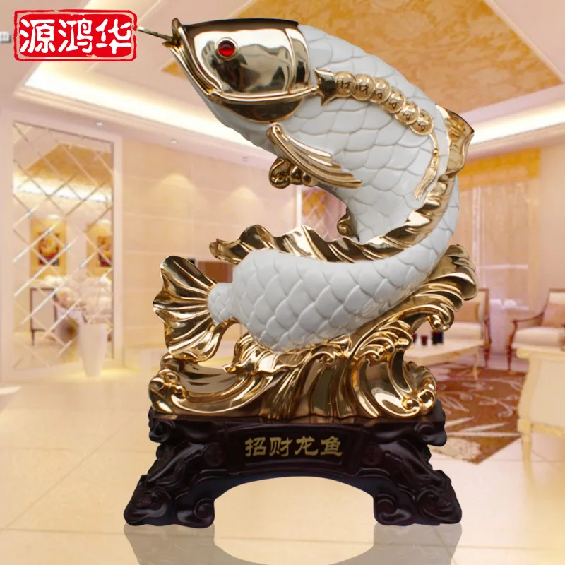 Lucky Arowana resin ornaments in stores, wholesale agents recruited logo custom wooden ornaments creative gifts