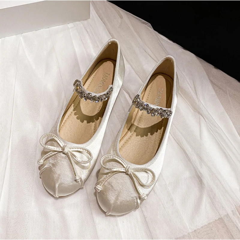 Женские туфли 2023 Туфли Мэри Джейн женская обувь с кристаллами мягкие кожаные