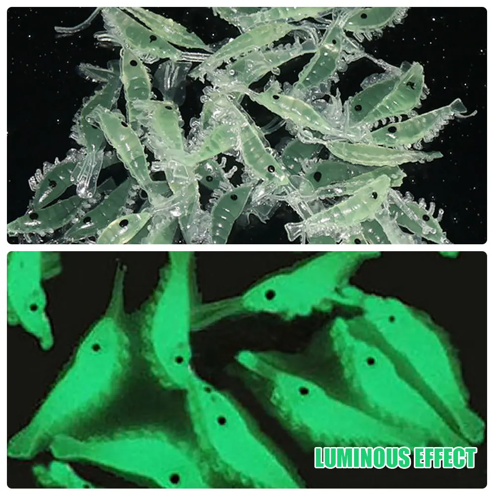 Светящиеся мягкие Сменные приманки в виде креветки 50 шт. 3 см приманка для ночной