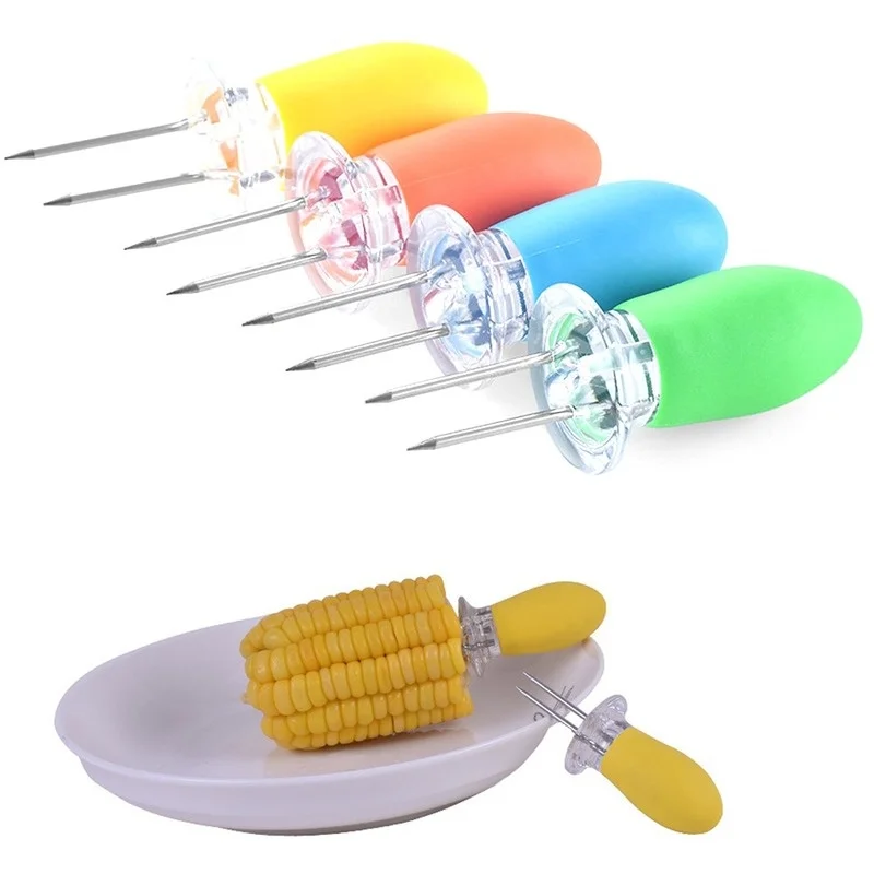 

2Pcs Stainless Steel Reusable BBQ Corn Holders Safe Corn On The Cob Holders Skewers Needle Prongs Outdoor Barbecue Tool