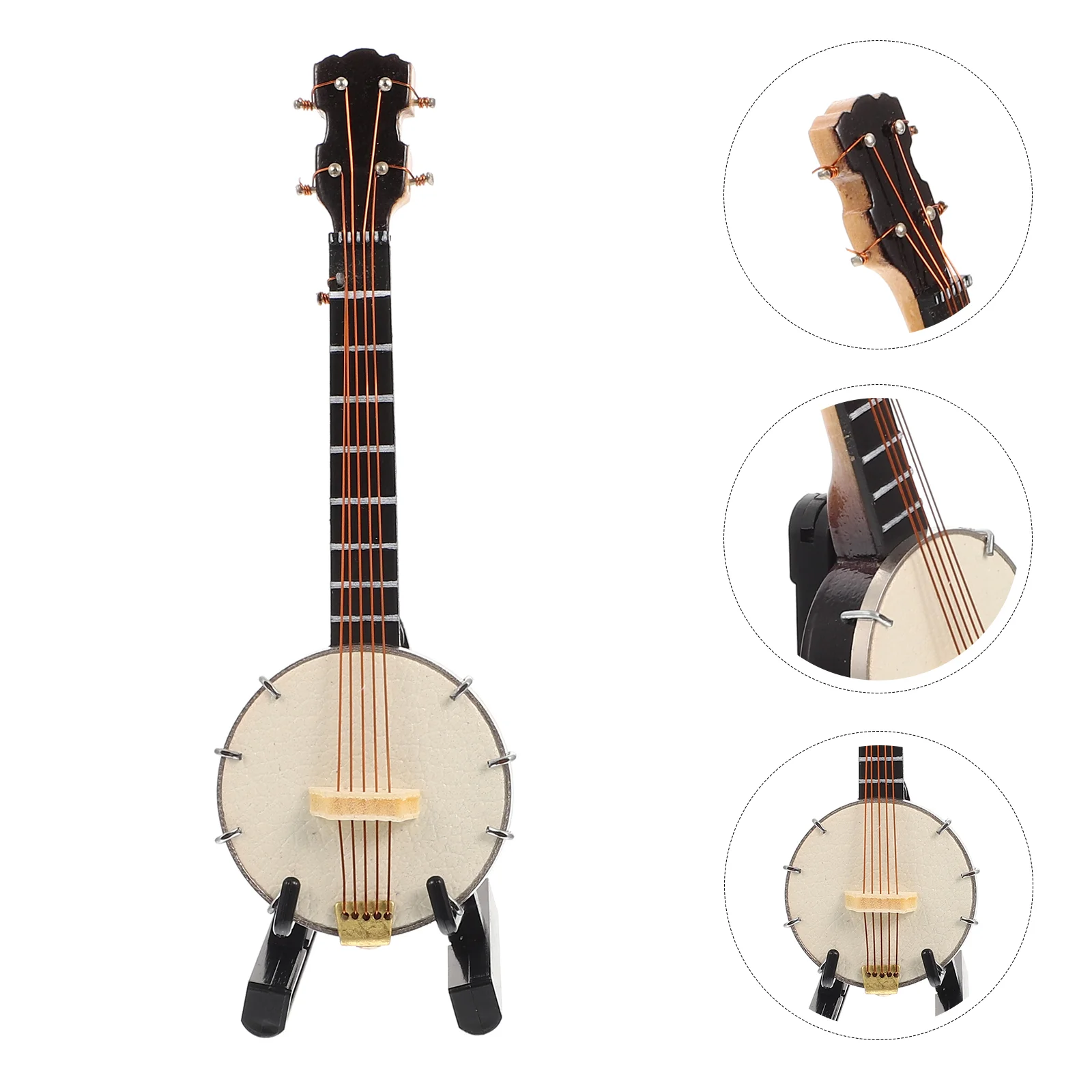 

Banjo Miniature Ornament Model Musicalinstrument Mini Decor Guitar Simulation Decoration Hanging Small Instruments Stand Tree
