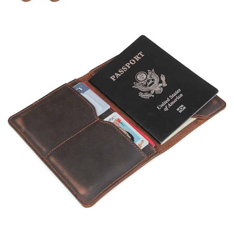 

Passport Cover Genuine Leather Driver License Bag Crazy Horse Leather Car Driving Document Credit Card Holder Purse Wallet Case
