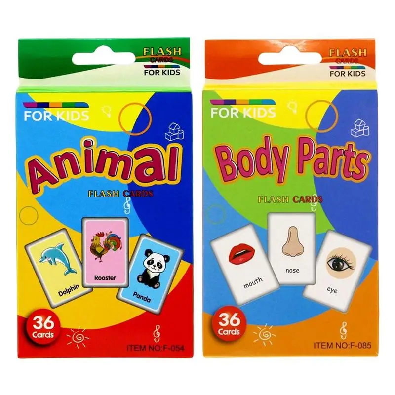 

36 карт познавательная обучающая карта Монтессори с животными Обучающие английские флэш-карты с изысканными мультяшными узорами для детей