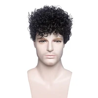 amir synthetic mens hair wigs short curly wig for male black wave wig natural looking daily use