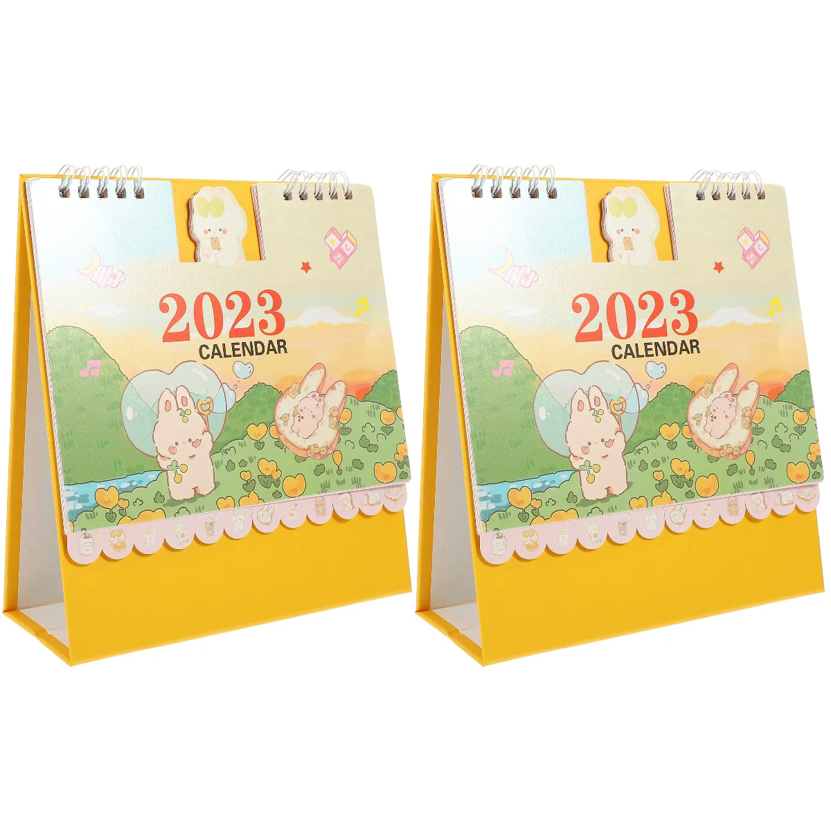 

2pcs Cartoon Calendar Desktop Calendar Monthly Calendar Desk Paper Calendar