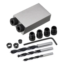 14pcsset 15 degree pocket hole drilling jig kit angle oblique hole drill guide set positioning locator tool gray color