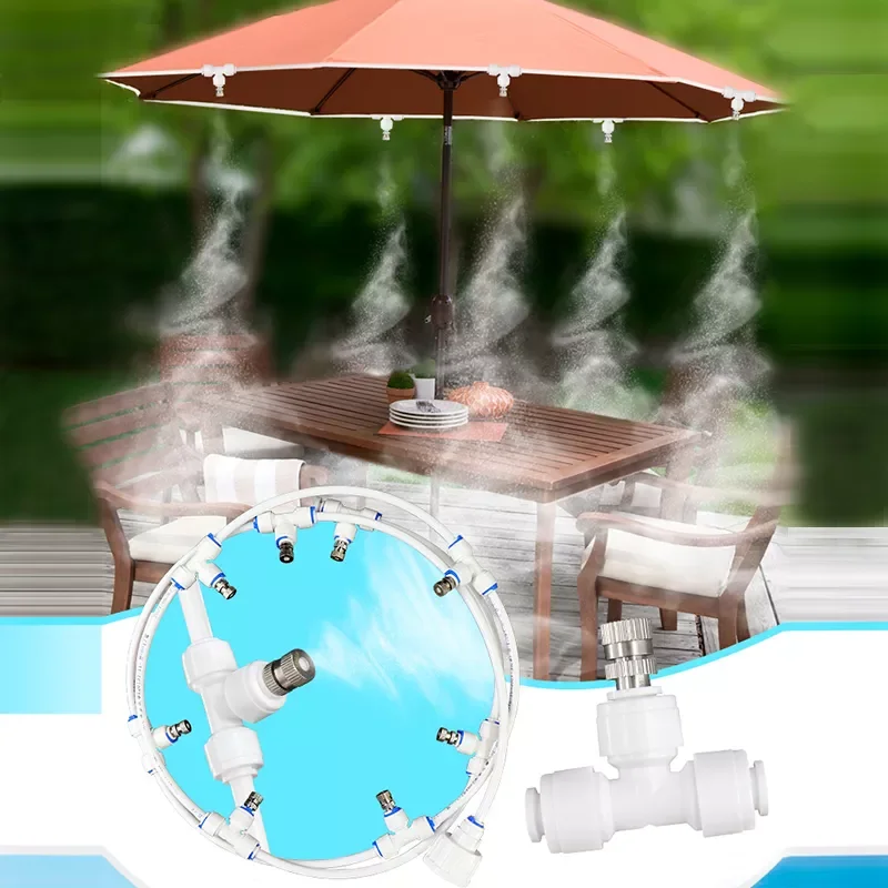 

Misting Cooling System Mist System for Patio with 32.8 FT(10M) PE Misting Line Outdoor Water Mister Kit for Garden