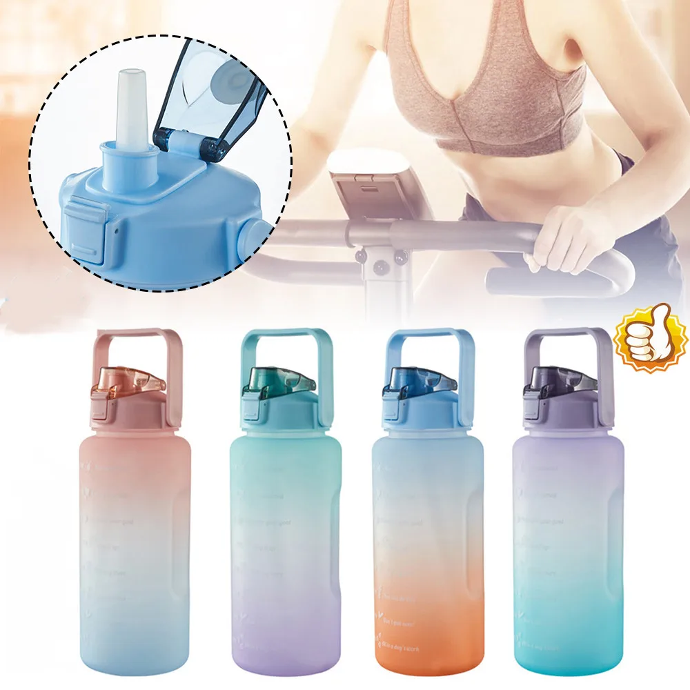 Sports Water Bottle 2 Litre With Time Marker LeakProof Cup Motivational Portable Water Bottle For Outdoor Sport Fitness Bpa Free