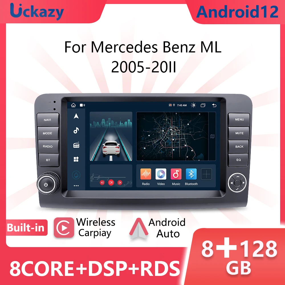 Автомагнитола 2 Din Android 12 для Mercedes Benz M CLASS ML W164 X164 ML350 ML300 GL500 ML320 ML280 GL350 GL450, мультимедийная стереосистема 4G