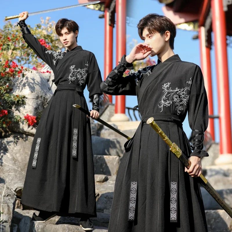 

Традиционное китайское платье ханьфу, мужские платья с вышивкой в китайском стиле, костюм для косплея из боевых искусств, кимоно, униформа для студентов
