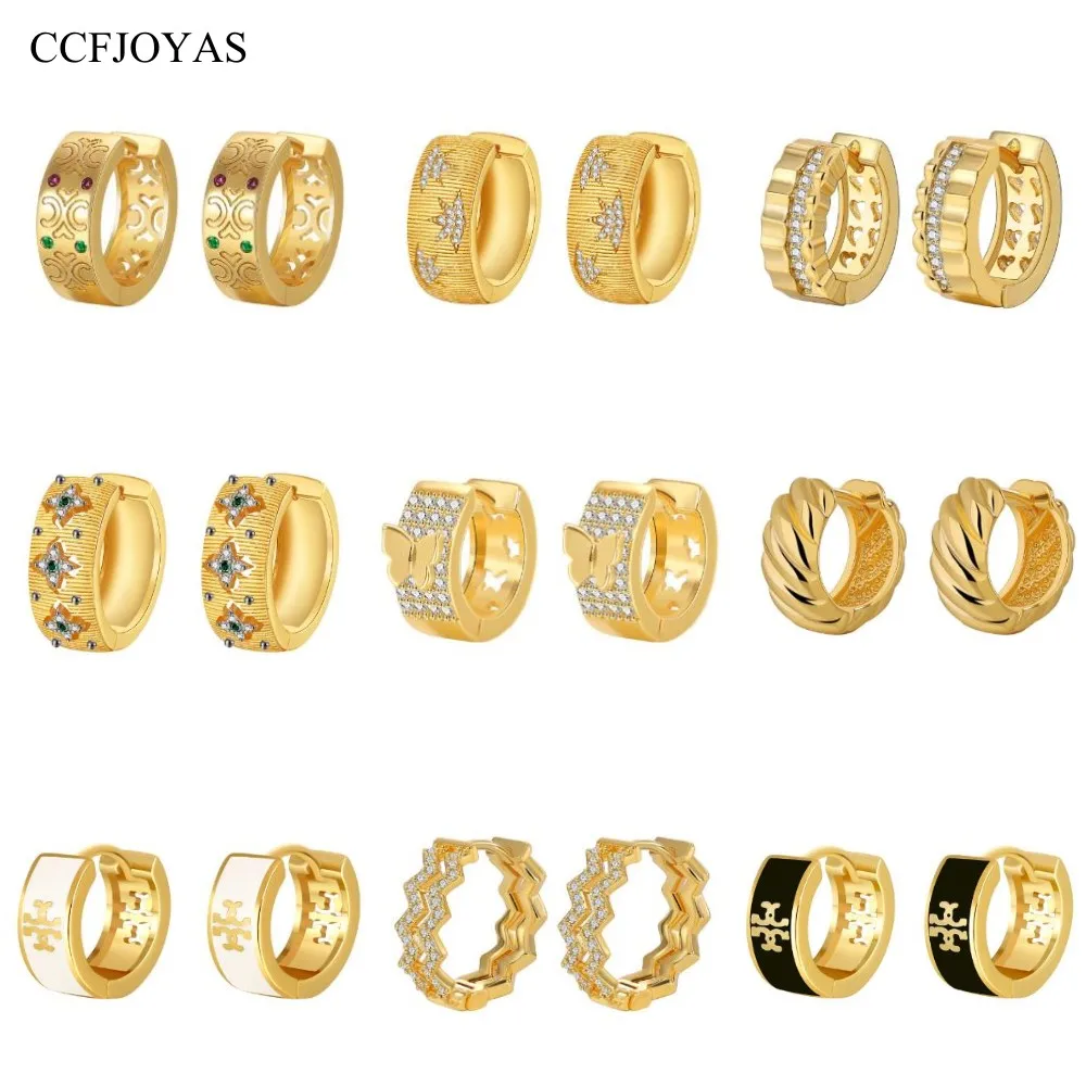 

CCFJOYAS European and American Retro High-end Trendy Earrings 18K Gold Plated Round Hoop Earrings for Women Fashion Jewelry
