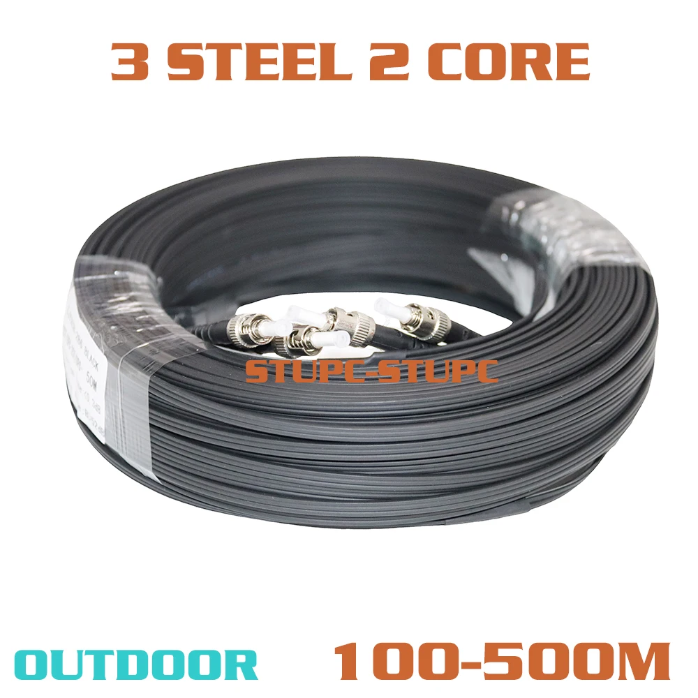 FTTH Fiber Optic Drop Cable 100-500m STUPC to STUPC GJYXCH G657A1 Single Mode Outdoor 3 Steel 2 Core