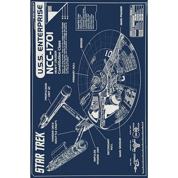 

Aquarius 24-1272 Star Trek Enterprise Blueprint Poster Metal Tin Signs room decor
