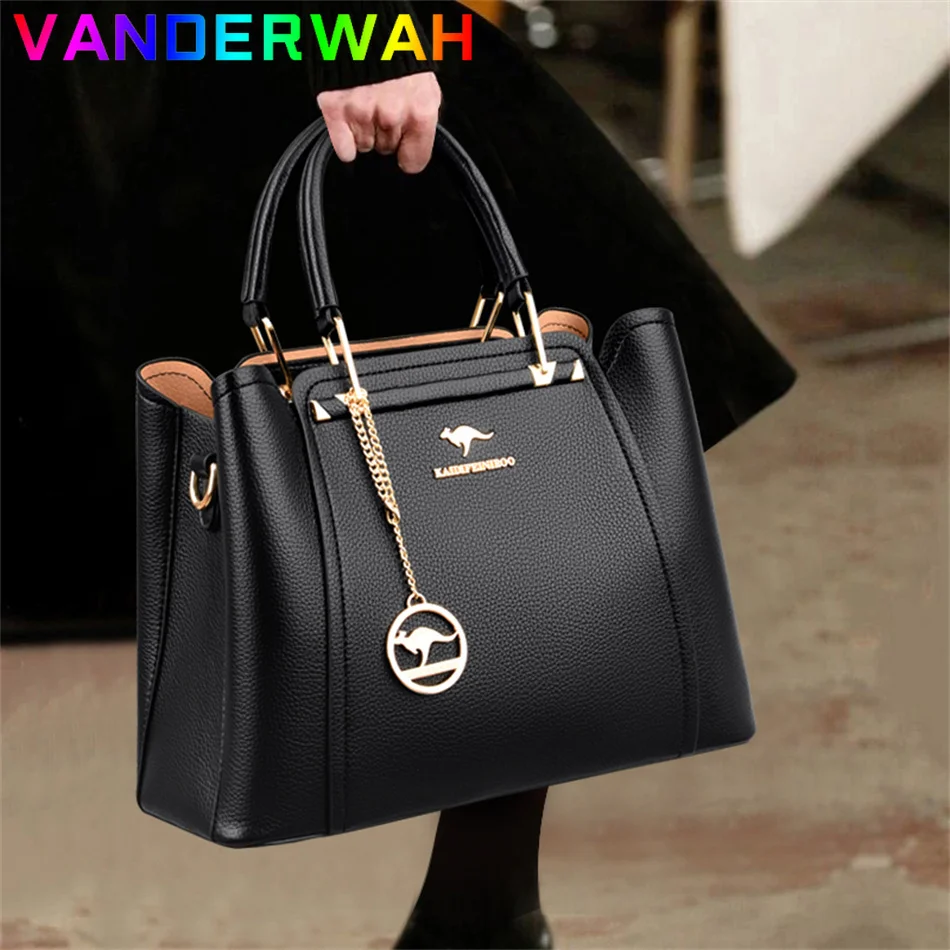 

Soft Leather Luxury Handbags Women Bags Designer 3 Layers Shoulder 2023 Sac Ladies Large Capacity Shopping Messenger Tote