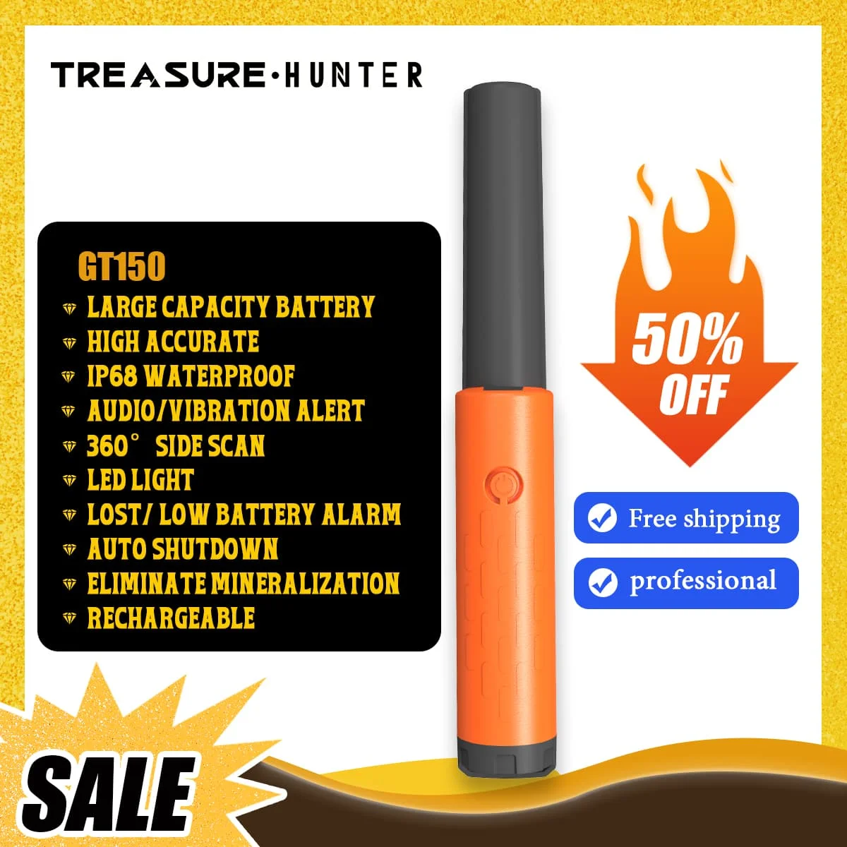 Ручной металлоискатель TREASURE HUNTER GT150