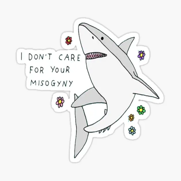 

5 шт. наклеек Misogyny Shark для ноутбука, Фоновые наклейки для детской комнаты, багажа, окна, бампера, искусство, декор для гостиной, аниме принт