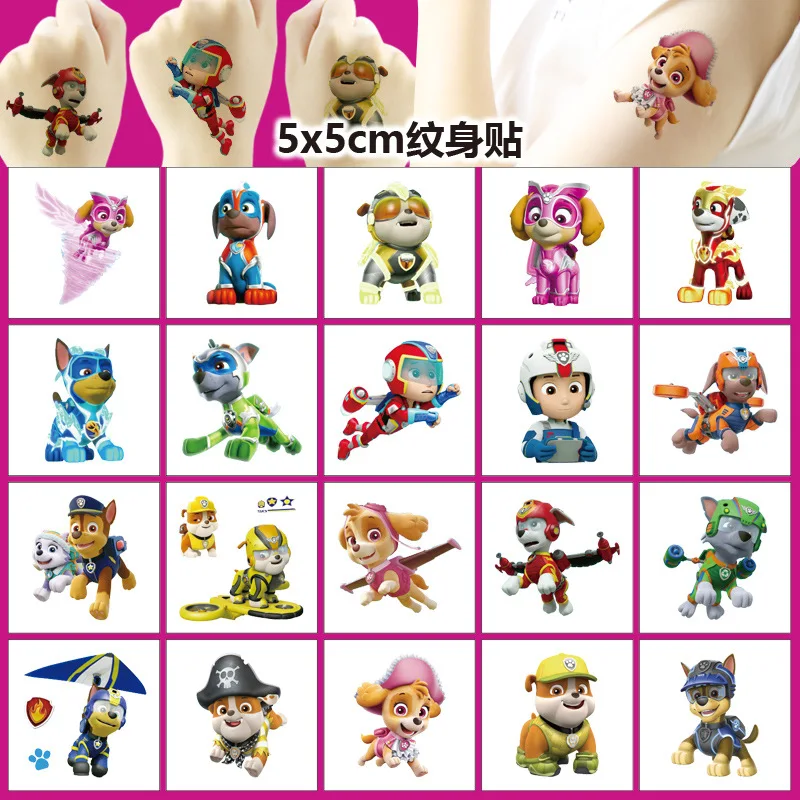 

20Pcs/Pack Paw Patrol Tattoo Stickers Waterproof Cartoon Chase Skye Sticker Funny Kids Girls Christmas Birthday Gift Reward Toy