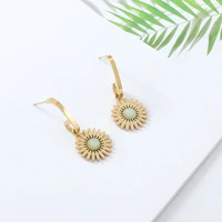 2022 new ins cool wind earrings womens european and american temperament sunflower earrings with stone earrings in stock