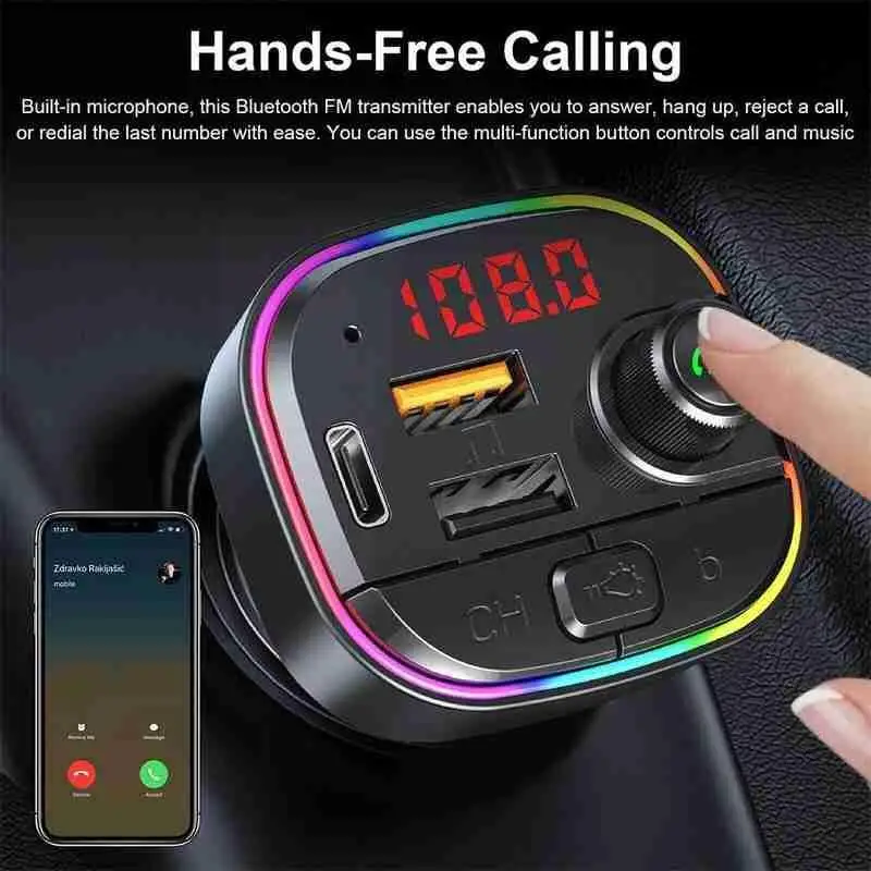 

New In Car Wireless Bluetooth-compatible FM Transmitter Adapter MP3 Dual Black Kit Charger Color B2O8 USB Auto Radio D5Q3