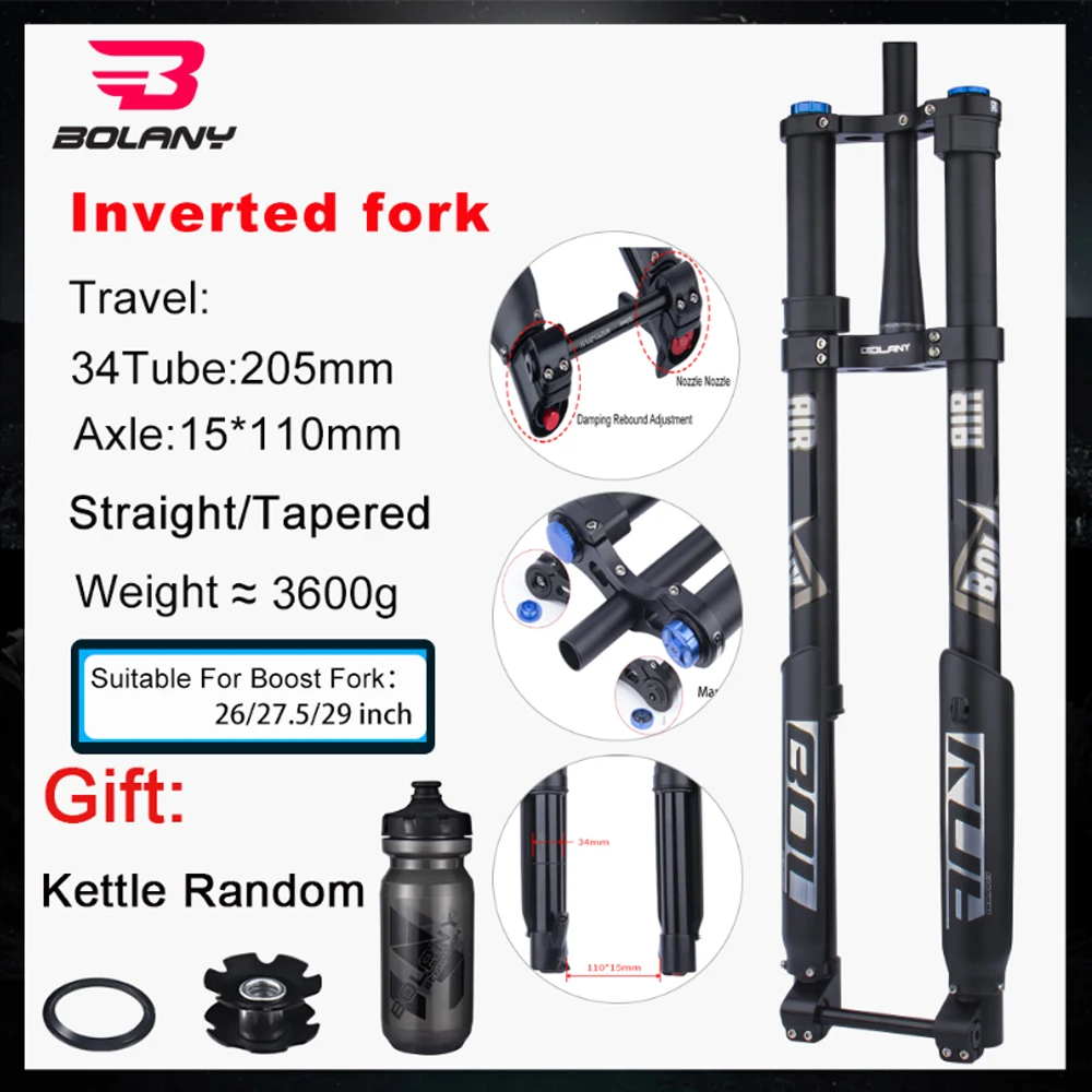 BOLANY Downhill MTB Electric Bike Beach Motorcycle Inverted Fork Shock Absorber 160mm  26 27.5 29 XC AM DH Bicycle Accessories