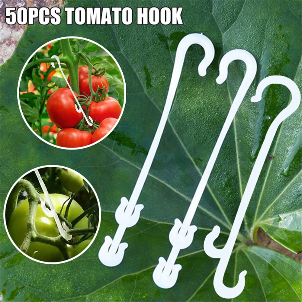 50Pcs/Set Plant Ear Hook J Shaped Fruit Cherry Tomato Ear Hook Garden Vegetable Plant Grape Support Vines Fastener Clips Tool