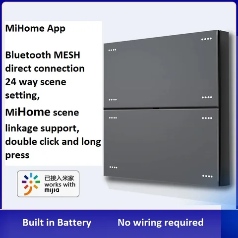 Подключение к MiHome с помощью восьми кнопок, переключатели, 24 сцены, нажмите двойной щелчок и длительное нажатие Беспроводной панели