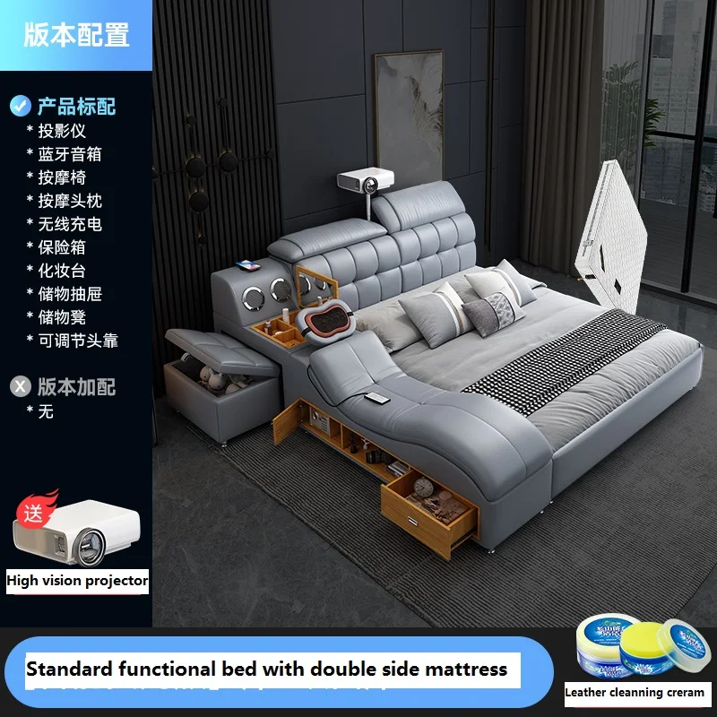 

Luxury king/queen bed multi-functional wedding bed master bedroom hotel homestay wood base and frame bed custom furniture foshan