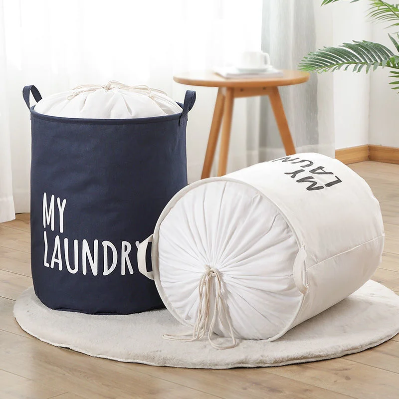 

Foldable Large Capacity Round Dirty Clothes Bags Laundry Basket Dirty Laundry Basket Cotton Linen Toy Comforter Storage Basket