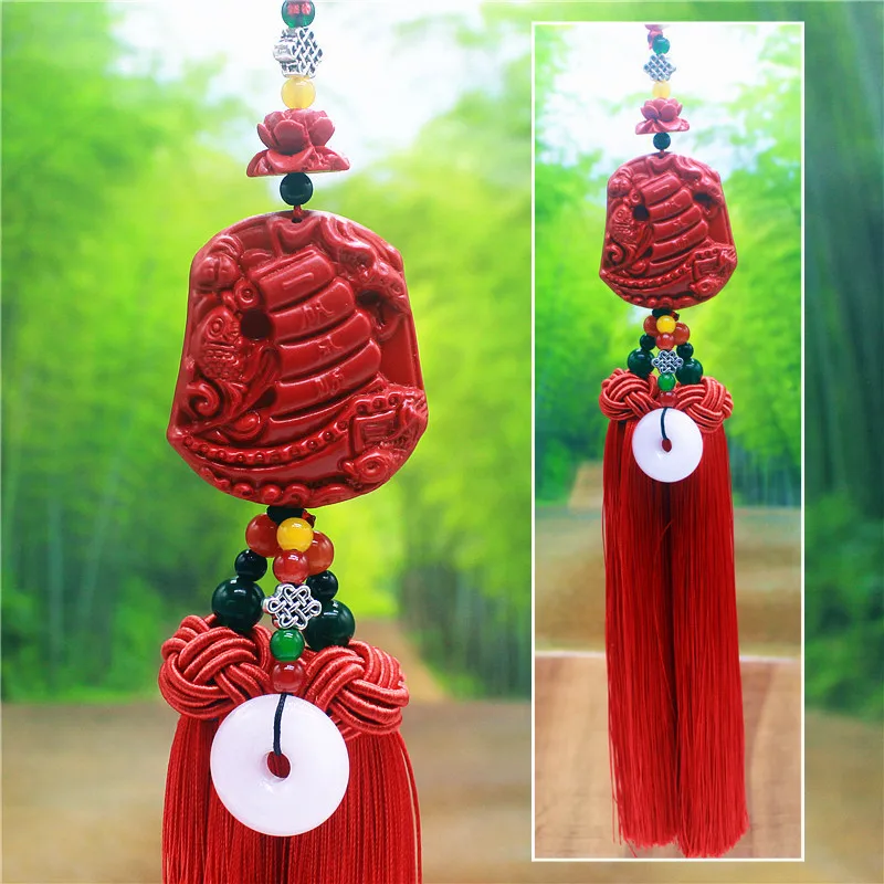 

Cinnabar car pendant in, car pendant, lotus gourd transfer, lucky creative Buddhist ornaments