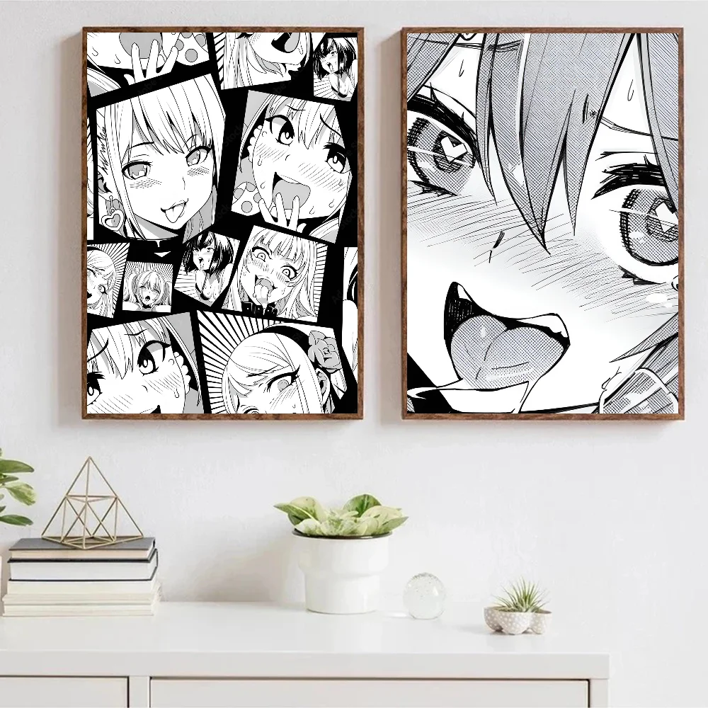 A-Ahegao манга девушка плакат наклейки художественные настенные фрески Декор
