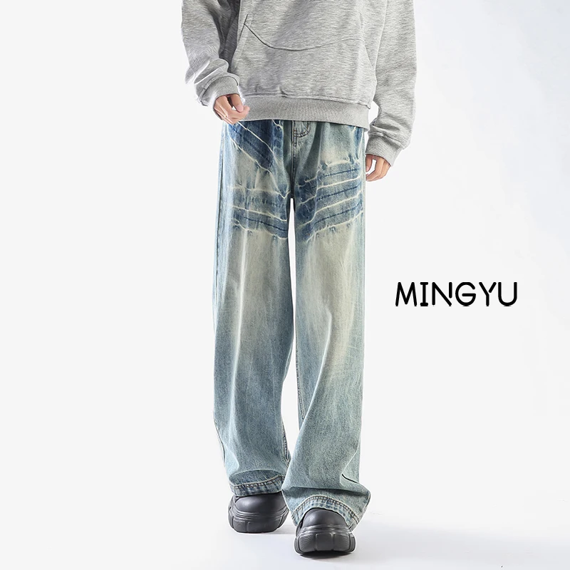 Весна-лето мешковатые широкие джинсы в американском стиле мужские повседневные