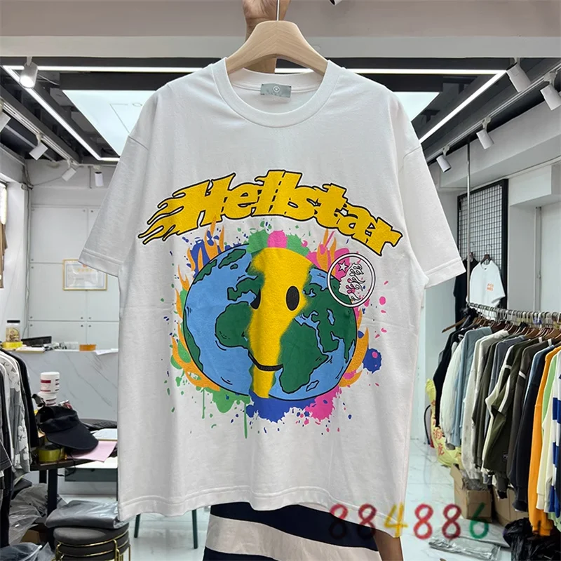 

Футболка Мужская/женская с надписью Веселая земля улыбающееся лицо, свободная рубашка с коротким рукавом, в стиле хип-хоп, для пар, на лето