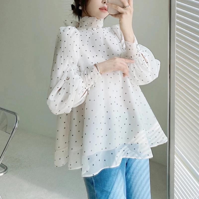 Свободная блузка Komiyama с круглым вырезом и бантом Женская Весенняя шикарная в