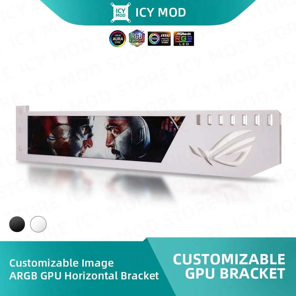 

Customizable Horizontal GPU Bracket 5V 3PIN Addressable RGB LED Light Video Card Holder for MOD PC Water Cooling Case Decoration