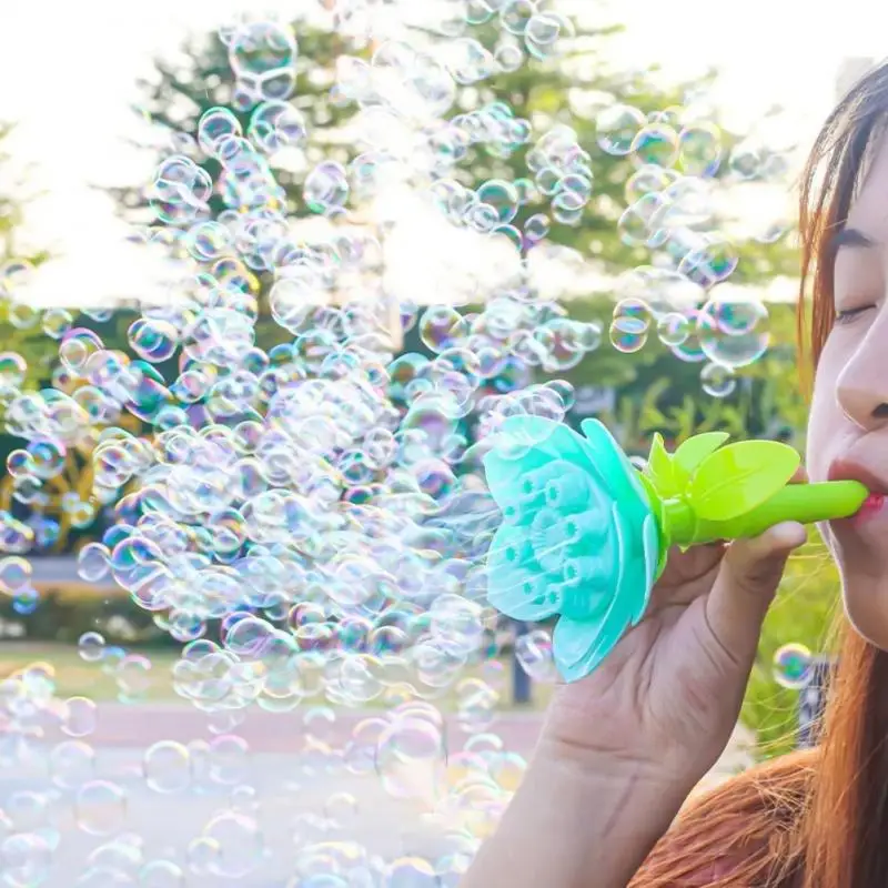 

Flower Bubble Machine Toys Children Outdoor Summer Removable Bubble Gun Without Bubble Water DIY Toys Porous Bubble Holiday Gift